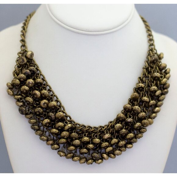 18 inch, Vintage Nautical Bronze Tone Bib Necklace - CL1 - Picture 2 of 3